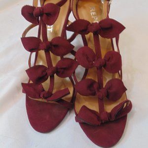 Report Heels Womens Size 7 1/2 Maroon Strappy Bow Tie Shoes Kiari